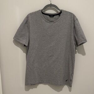Nautica Black and Grey Striped T-Shirt